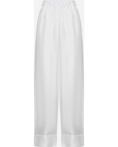 Blanca Vita Petroy Silk Trousers - White