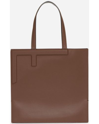Fendi Flip Medium Leather Bag - Brown