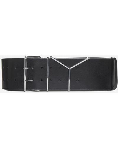 Y. Project Logo Leather Wide Belt - White