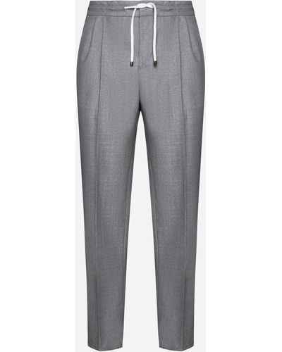 Brunello Cucinelli Virgin Wool Trousers - Grey