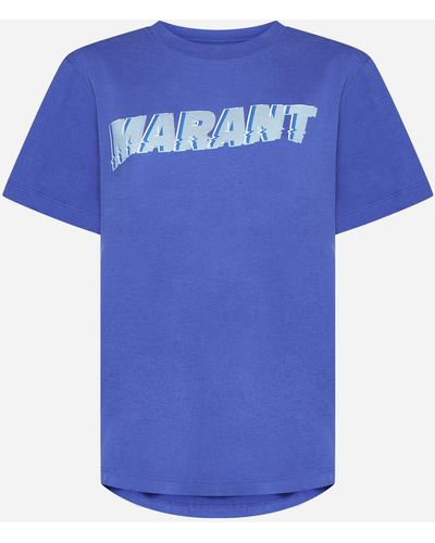 Isabel Marant Edwige Logo Cotton T-shirt - Blue