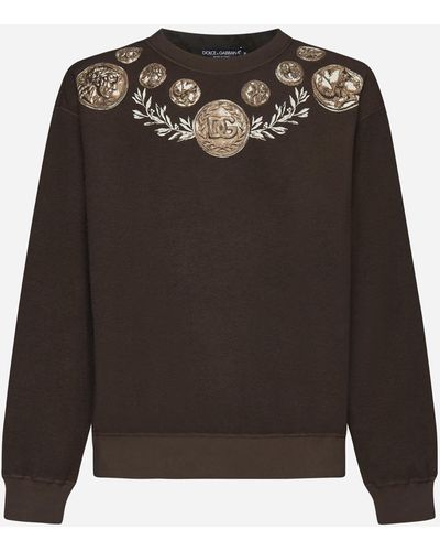 Dolce & Gabbana Coin Print Cotton Sweatshirt - Black
