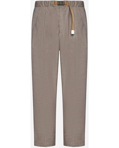 White Sand Belted Viscose-blend Pants - Gray