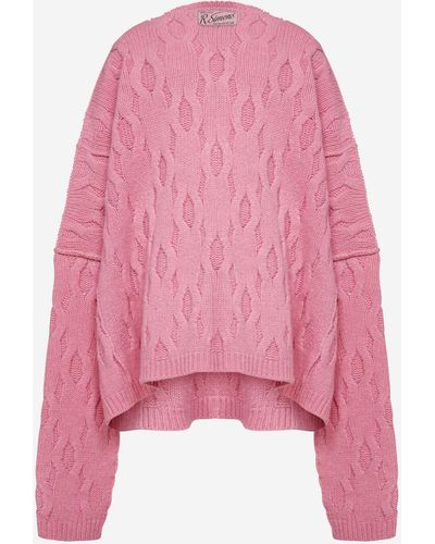 Raf Simons Oversized Cable-knit Mohair Sweater - Pink