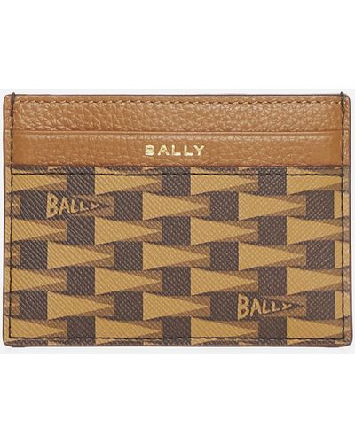 Bally Leather And Monogram Canvas Cardholder - Natural