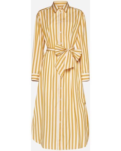 Weekend by Maxmara Falasco Striped Cotton Long Shirt Dress - Metallic