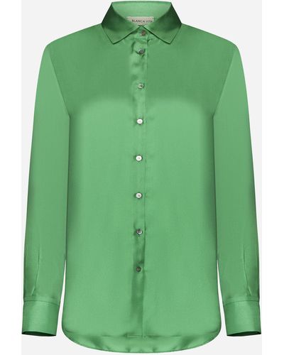 Blanca Vita Catalpa Silk Shirt - Green