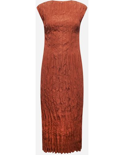 Totême Crinkled Silk Midi Dress - Red