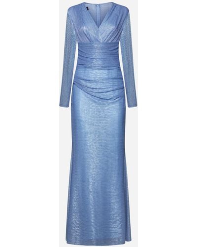 Talbot Runhof Lame' Evening Long Dress - Blue