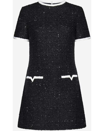Valentino Lurex Tweed Mini Dress - Black