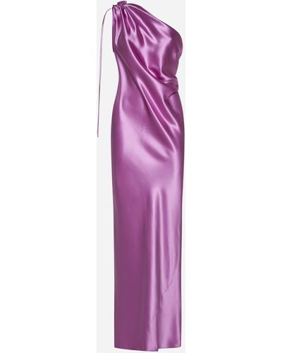 Max Mara Pianoforte Opera Silk One-shoulder Long Dress - Purple