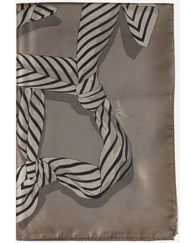 Totême Knotted Monogram Silk Stole - Grey