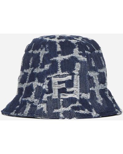Fendi Ff Denim Bucket Hat - Blue