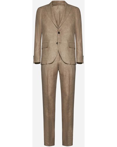 Lardini Wool, Linen And Silk Suit - Natural