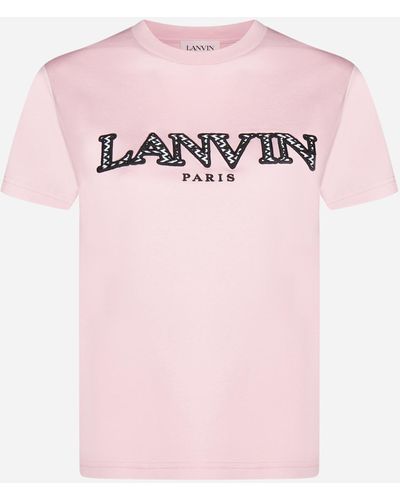 Lanvin Curb Logo Cotton T-shirt - Pink