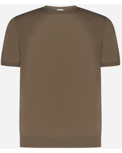 Malo Cotton Half-sleeved Sweater - Green