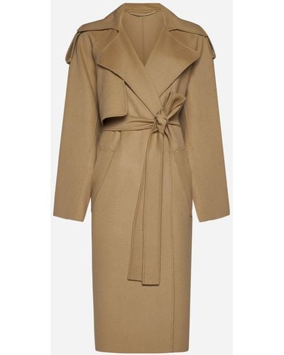 Sportmax Fiore Wool Trench Coat - Natural