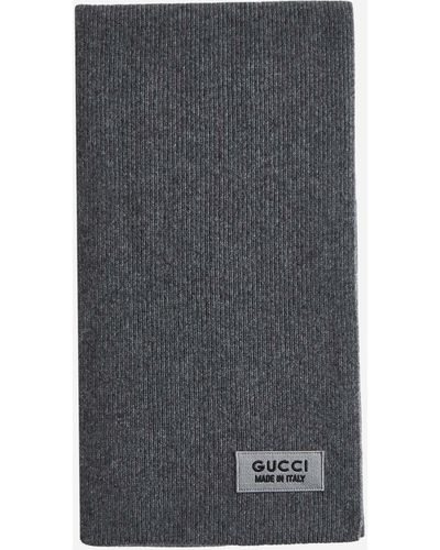 Gucci Logo Wool Scarf - Grey