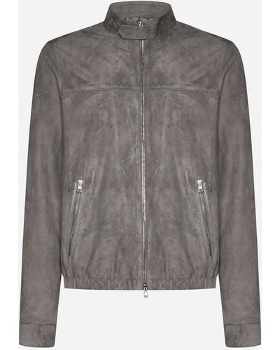 Low Brand Suede Bomber Jacket - Gray