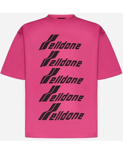 we11done Logo Print Cotton T-shirt - Pink
