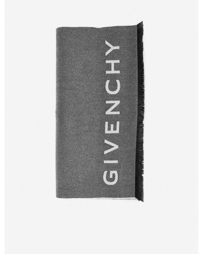 Givenchy Logo Wool And Cashmere Scarf - Gray