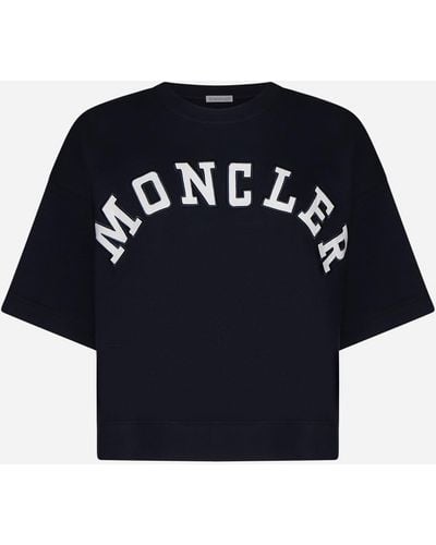 Moncler Logo Cotton T-shirt - Blue