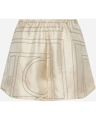 Totême Monogram Silk Shorts - Natural