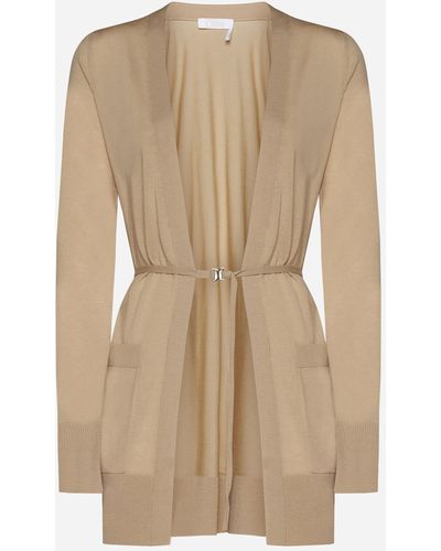 Chloé Belted Wool Cardigan - Natural