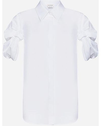 Alexander McQueen Knot Sleeves Cotton Shirt - White