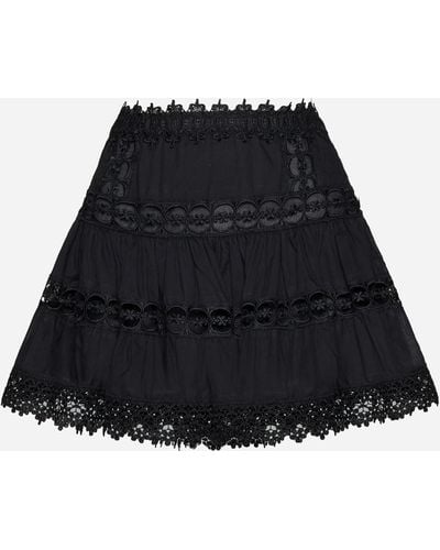 Charo Ruiz Greta Guipure Cotton-blend Miniskirt - Black