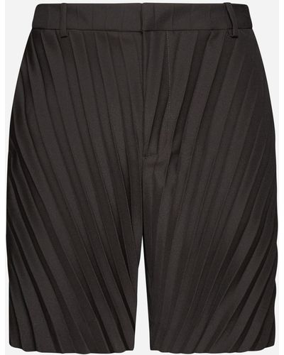 Valentino Garavani Pleated Technical Nylon Shorts - Black