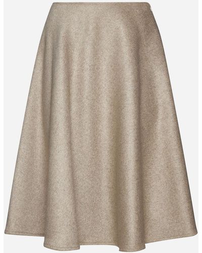 Blanca Vita Gynura Wool-blend Midi Skirt - Natural