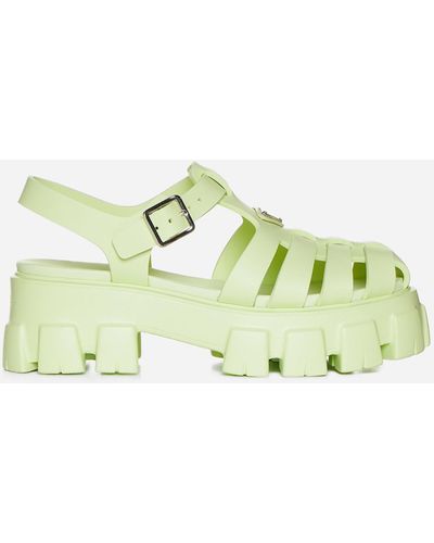 Prada Rubber Chunky Sandals - Green