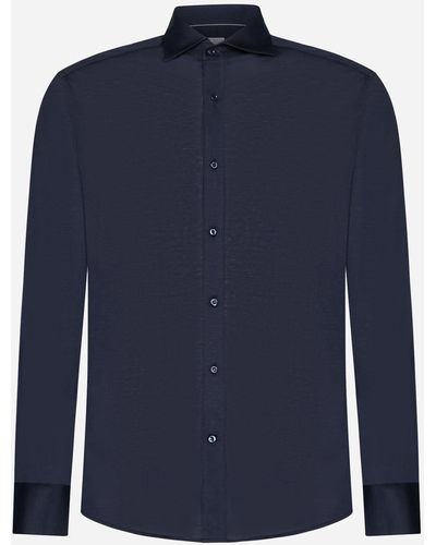 Brunello Cucinelli Silk And Cotton Shirt - Blue