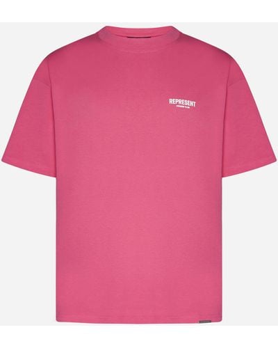 Represent Logo Cotton T-Shirt - Pink