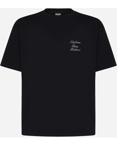 Drole de Monsieur Slogan Cursive Cotton T-shirt - Black