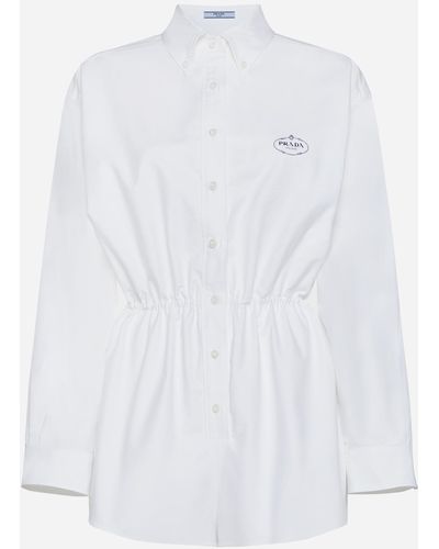 Prada Cotton Shirt Playsuit - White