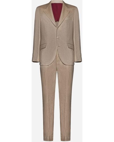 Brunello Cucinelli Linen-blend Single-breasted Suit - Natural
