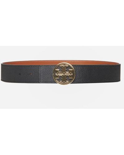 Tory Burch Miller Reversible Leather High Belt - White