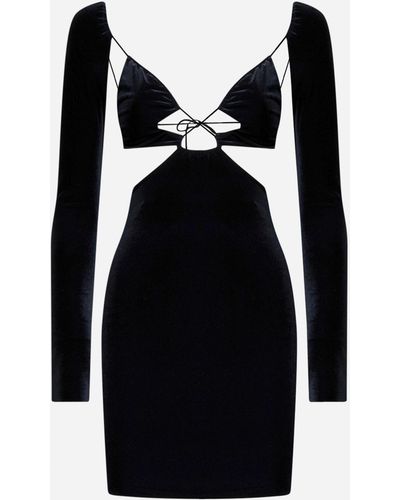 Amazuìn Azhar Velvet Cut-outs Mini Dress - Black