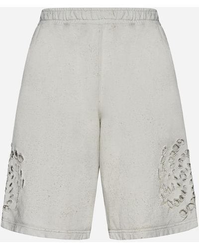 44 Label Group Holes Cotton Shorts - White