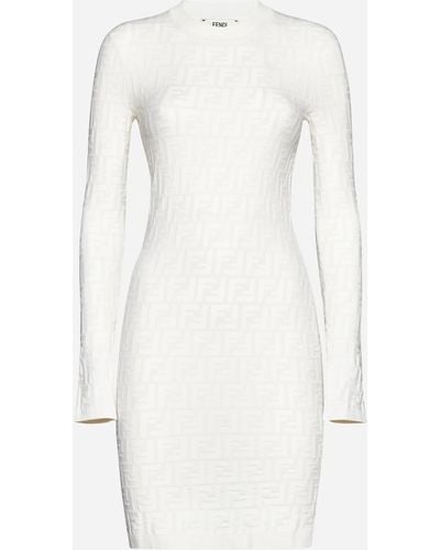 Fendi Ff Mini Dress - White