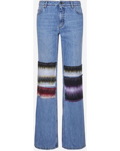 Marni Striped Patches Flared Jeans - Blue