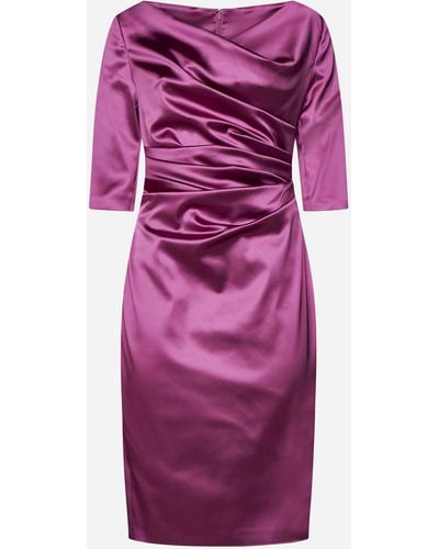 Talbot Runhof Satin Cocktail Dress - Purple