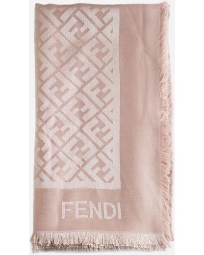 Fendi Ff Silk And Wool Shawl - Pink