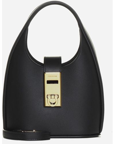 Ferragamo Leather Hobo Mini Bag - Black