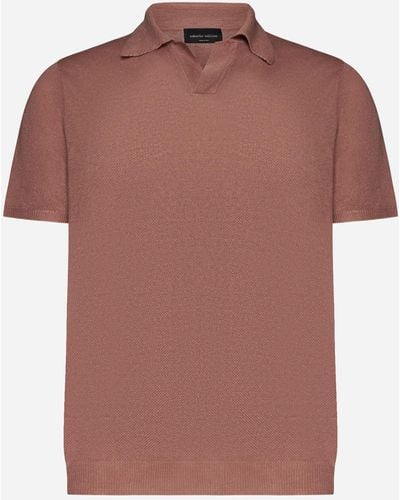 Roberto Collina Piquet Cotton Knit Polo Shirt - Red