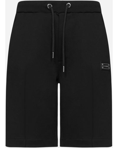 Les Hommes Logo Cotton Shorts - Black