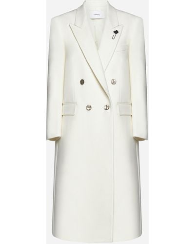 Lardini Wool-blend Double-breasted Coat - White