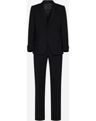 Lardini Wool Single-breasted Suit - Black